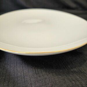 90s German Rosenthal Serving Platter Oval White Porcelain Gold Trim 13" x 9"